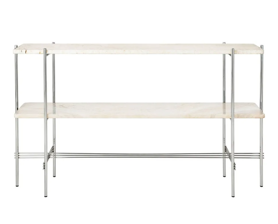 TS Console 2 hyllor | Stål/Vit Travertin