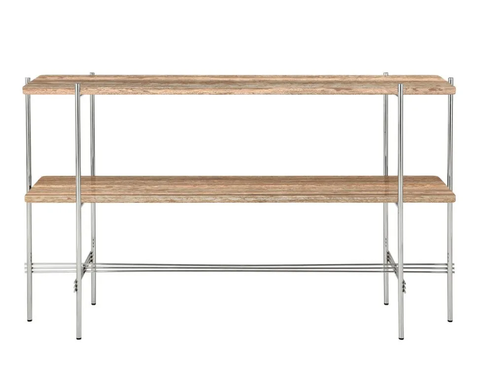 TS Console 2 hyllor | Stål/Warm Taupe Travertine