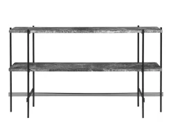 TS Console 2 hyllor | Svart/Grå Marmor