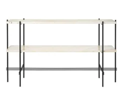 TS Console 2 hyllor | Svart/Vit Travertin