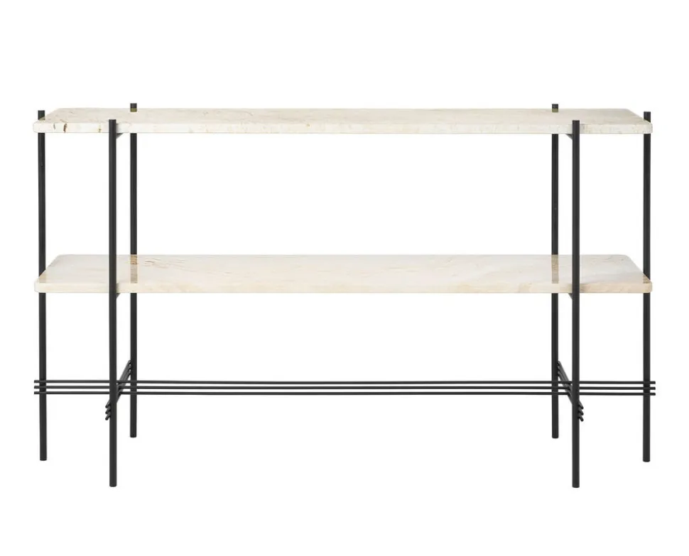 TS Console 2 hyllor | Svart/Vit Travertin