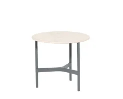 Twist Soffbord Ø45 | Light Grey/ Travertine Look