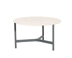 Twist Soffbord Ø70 | Light Grey/ Travertine Look