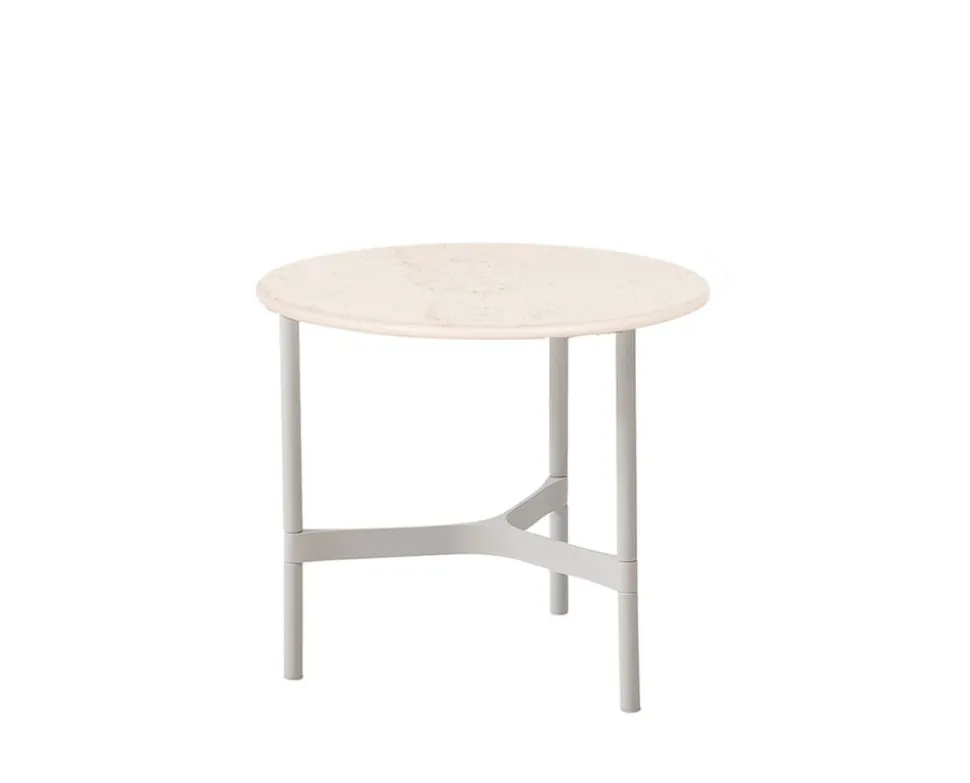 Twist Soffbord Ø45 | White/ Travertine Look