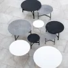 Twist Soffbord Ø70 | White/ Travertine Look