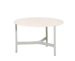 Twist Soffbord Ø70 | White/ Travertine Look
