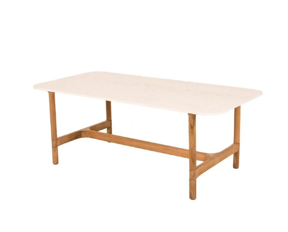 Twist Soffbord 120x60 | Teak/ Travertine Look