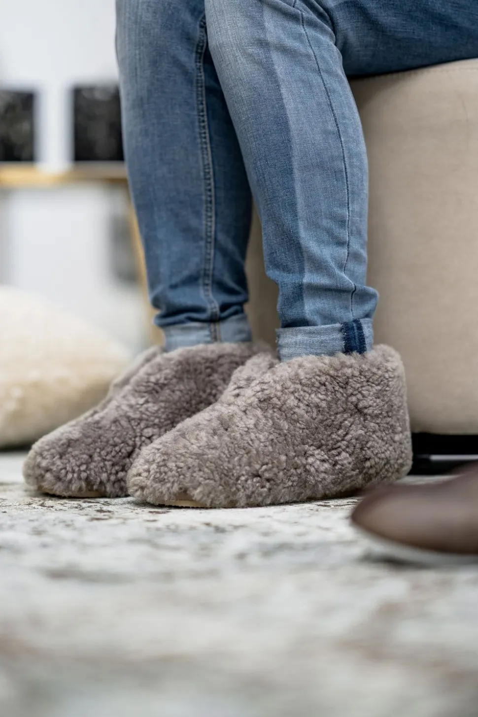 Ulla Fårskinnstofflor Creme | Storlek 36