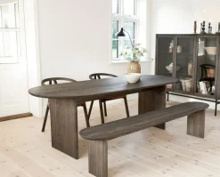 Velvet Matbord | Platta räfflade träben