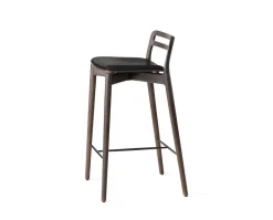 Vipp 484 Cabin Counter Stol | Mörk ek, svart läder