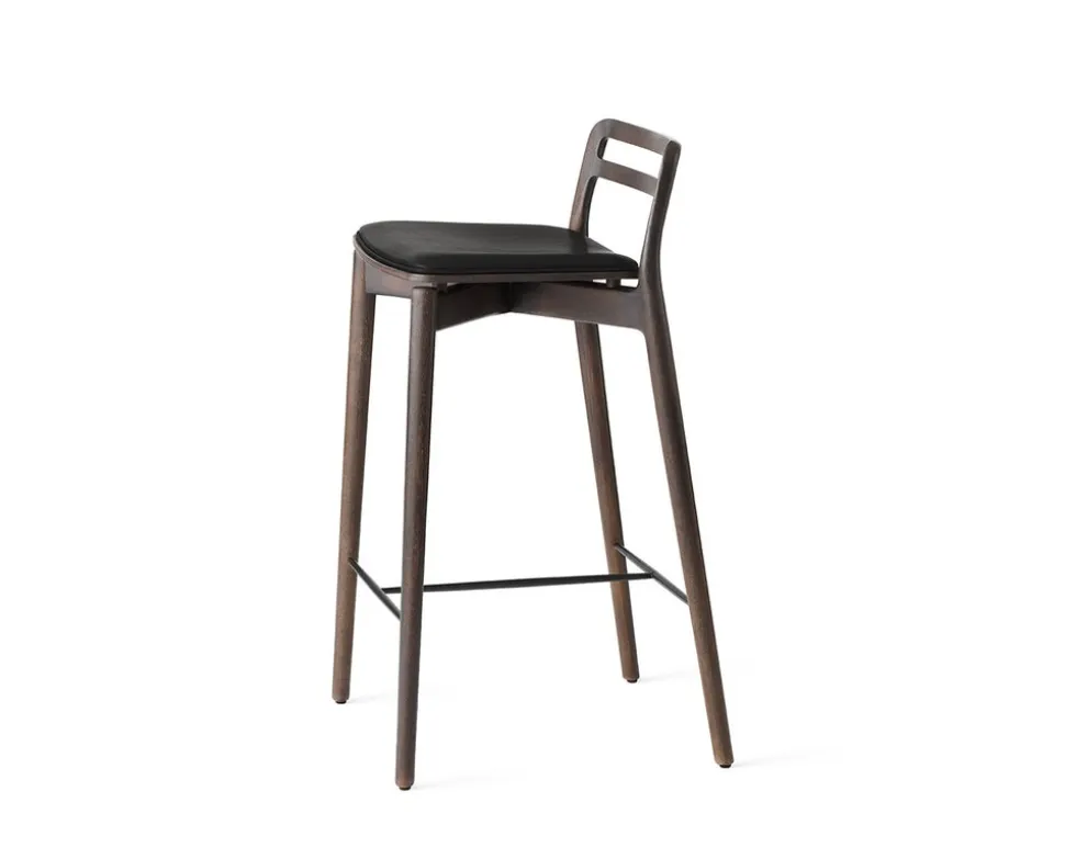 Vipp 484 Cabin Counter Stol | Mörk ek, svart läder