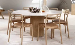 Vipp 495 Cabin Matbord Ø150 | Ljus Ek, Beige Marmor/Jura