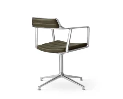 Vipp 452 Swivel Chair | Fötter | Polerat Aluminium, Grönt Läder