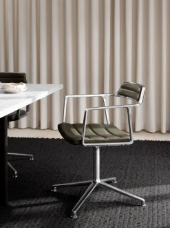 Vipp 452 Swivel Chair | Fötter | Polerat Aluminium, Grönt Läder