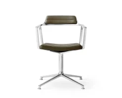 Vipp 452 Swivel Chair | Fötter | Polerat Aluminium, Grönt Läder