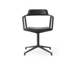 Vipp 452 Swivel Chair | Fötter | Pulverlackat Aluminium, Svart Läder