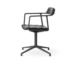 Vipp 452 Swivel Chair | Fötter | Pulverlackat Aluminium, Svart Läder
