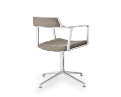 Vipp 452 Swivel Chair | Hjul | Polerat Aluminium, Dark Sand Tyg