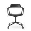 Vipp 452 Swivel Chair | Hjul | Pulverlackat Aluminum, Svart Läder