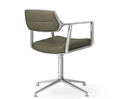Vipp 453 Swivel Stol | Fötter | Bosco Grönt Läder, Polerat Aluminium