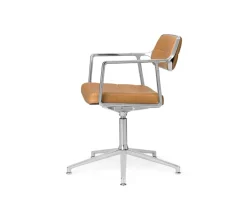 Vipp 453+ Swivel Stol | Fötter | Camel Läder, Polerat Aluminium