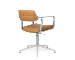 Vipp 453+ Swivel Stol | Fötter | Camel Läder, Polerat Aluminium