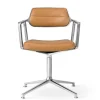 Vipp 453 Swivel Stol | Fötter | Camel Läder, Polerat Aluminium