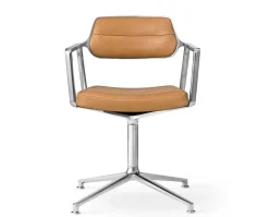 Vipp 453 Swivel Stol | Fötter | Camel Läder, Polerat Aluminium