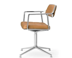 Vipp 453 Swivel Stol | Fötter | Camel Läder, Polerat Aluminium