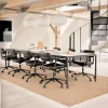 Vipp 453+ Swivel Stol | Fötter | Svart Läder, Polerat Aluminium