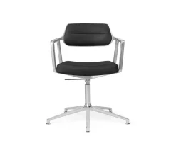 Vipp 453+ Swivel Stol | Fötter | Svart Läder, Polerat Aluminium