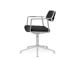 Vipp 453+ Swivel Stol | Fötter | Svart Läder, Polerat Aluminium