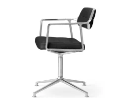 Vipp 453 Swivel Stol | Fötter | Svart Läder, Polerat Aluminium