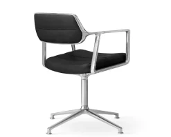 Vipp 453 Swivel Stol | Fötter | Svart Läder, Polerat Aluminium