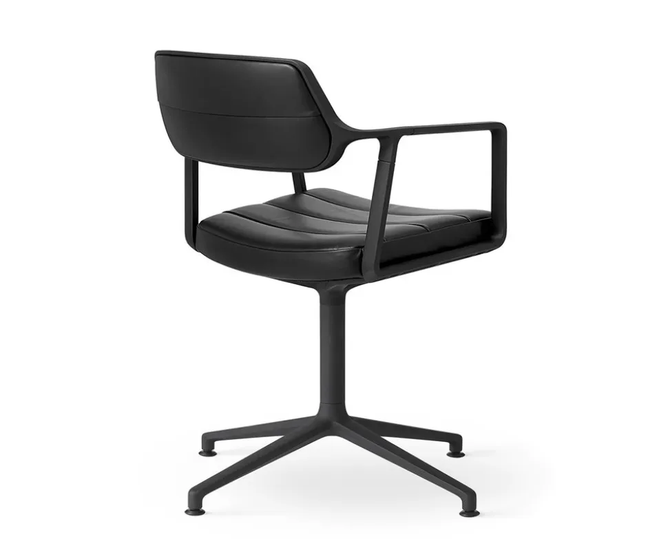 Vipp 453 Swivel Stol | Fötter | Svart Läder, Svart Ram