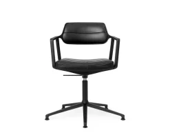 Vipp 453+ Swivel Stol | Fötter | Svart Läder, Svart Ram