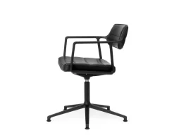 Vipp 453+ Swivel Stol | Fötter | Svart Läder, Svart Ram