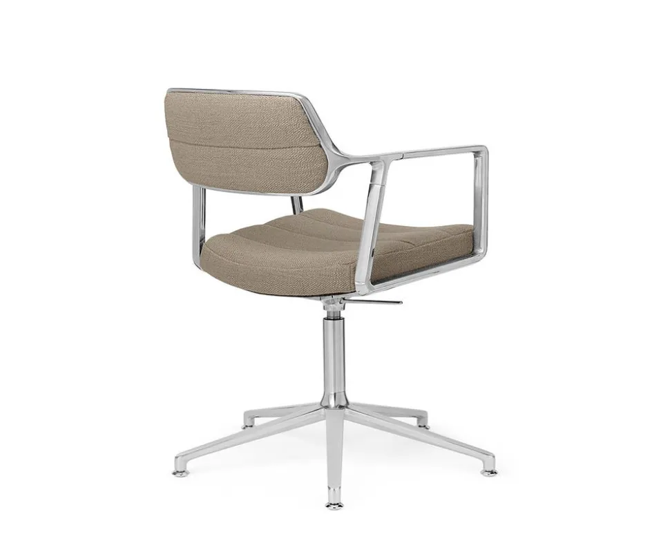 Vipp 453+ Swivel Stol | Fötter | Textil Mörk Sand, Polerat Aluminium