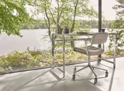 Vipp 453+ Swivel Stol | Fötter | Textil Mörk Sand, Polerat Aluminium