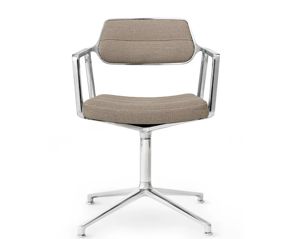Vipp 453 Swivel Stol | Fötter | Textil Mörk Sand, Polerat Aluminium