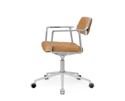 Vipp 453+ Swivel Stol | Hjul | Camel Läder, Polerat Aluminium