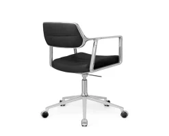 Vipp 453+ Swivel Stol | Hjul | Svart Läder, Polerat Aluminium