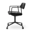 Vipp 453 Swivel Stol | Hjul | Svart Läder, Svart Ram
