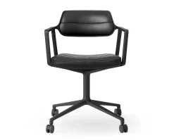 Vipp 453 Swivel Stol | Hjul | Svart Läder, Svart Ram