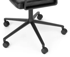 Vipp 453+ Swivel Stol | Hjul | Svart Läder, Svart Ram