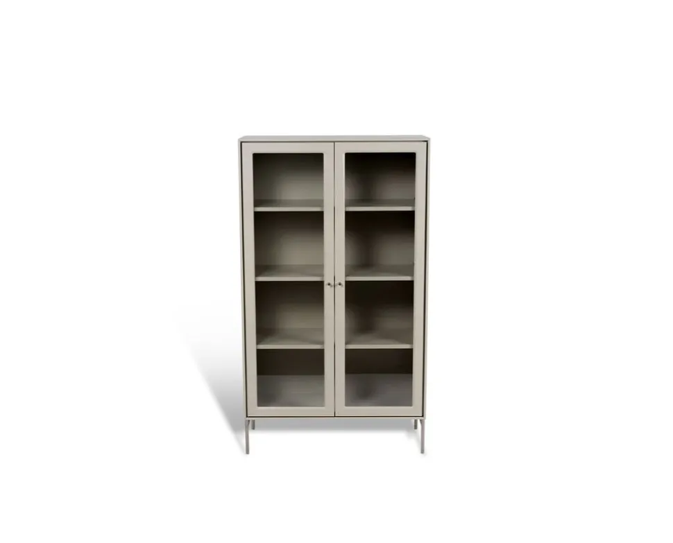Volt Skåp Glasdörr 130 | Beige / Rostfritt
