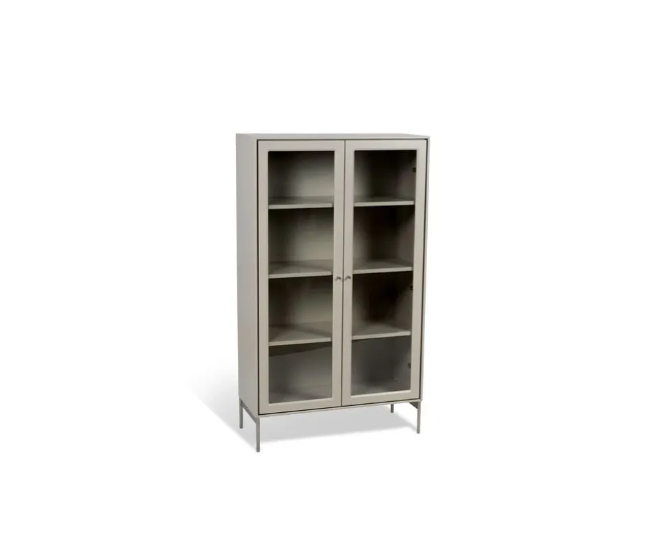 Volt Skåp Glasdörr 130 | Beige / Rostfritt