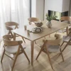 Waterton Karmstol | Lackad Ek / Beige Tyg