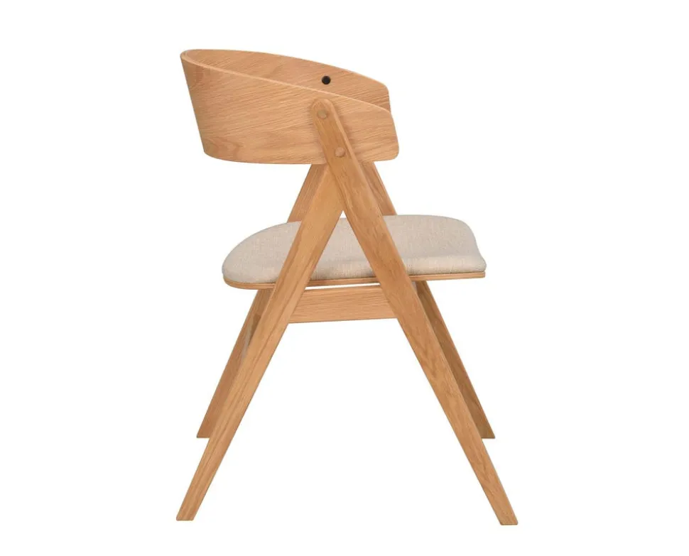 Waterton Karmstol | Lackad Ek / Beige Tyg