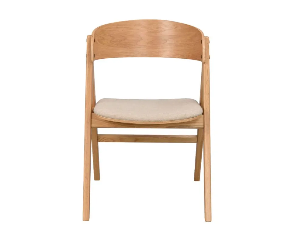 Waterton Karmstol | Lackad Ek / Beige Tyg